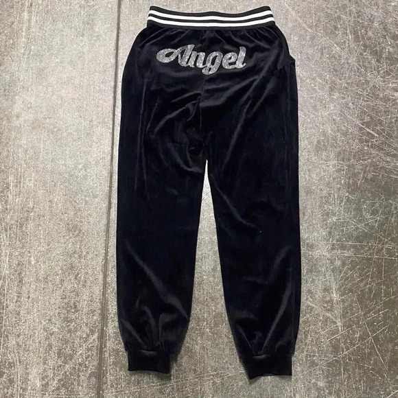 Y2k! No Boundaries Black Velour “Angel” Jogger Pants. Size S (3-5) - Picture 1 of 6